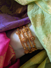 Flower Shaped Bangles - 4 Bangles (2 pair) -G369